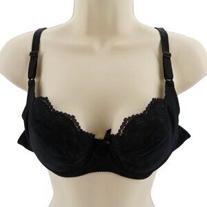 VTG Gelmart 36B Bra 3671 Black Lace Trim Bow Underwire Padded All Nylon Womens